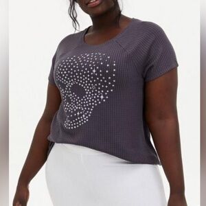 Torrid Charcoal Skull Print Short Sleeve Top 5X